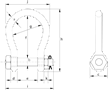 G-4263 Green Pin BigMouth Bow Shackle BN Technical Drawing
